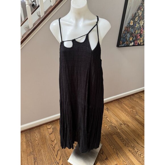 Free People FP One Cotton Gauze Cut Out Strappy Midi Dress Black Size XS - Picture 2 of 4